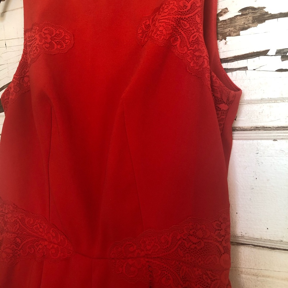 Red Lace Feminine Romper Topshop (B) - Picture 6 of 9